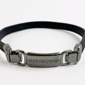 Lia Sophia “Enjoy the Journey” Leather Choker Bracelet inspirational silver tone